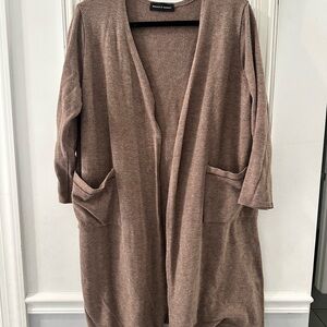 Brown Open-Front Cardigan